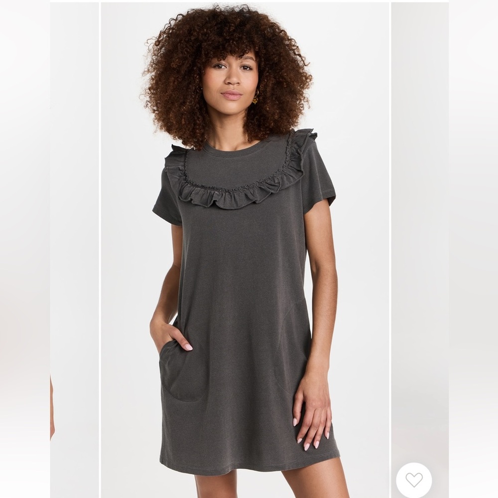 Clare V Charlotte Ruffle T-Shirt Dress, Size L